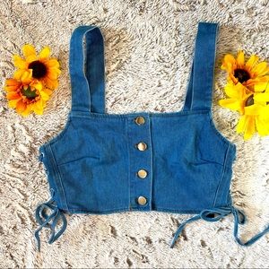 ✨NWT✨ 🎉HP🎉 Denim Blvd Denim Lace Up Crop Top Size Small